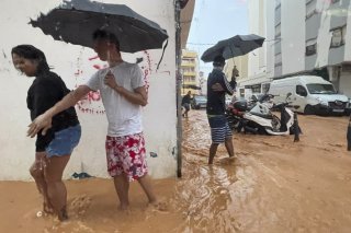 Sous des trombes d'eau, l'île d'Ibiza est inondée en de nombreux endroits. KEYSTONE/EPA/Sergio G. Canizares